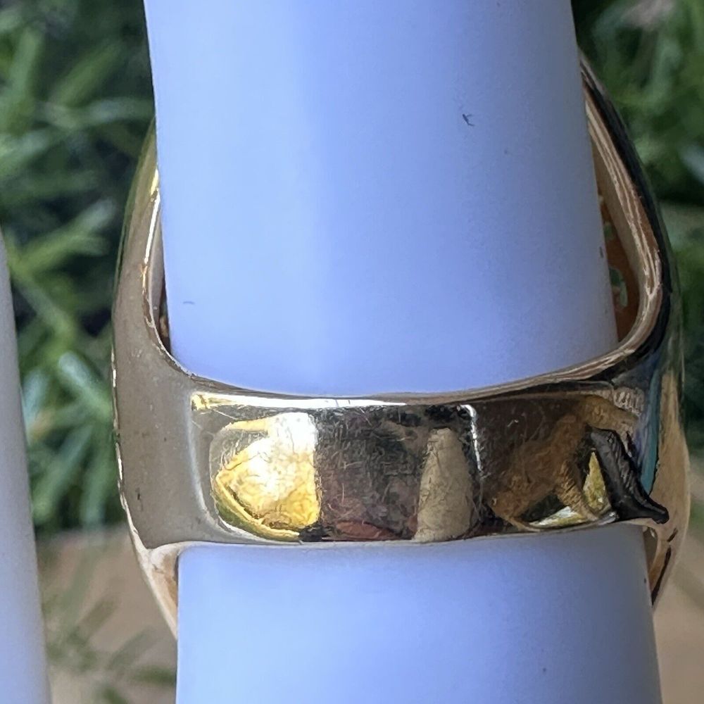 VTG Bellezza‎ Statement Ring Sz 5 Black Spinel Cross Yellow Gold Plated Filigree - Picture 9 of 12